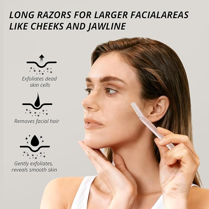 Dermaplane Razor for Women Face, 12 Pack Eyebrow Razor, Facial Razors with Micro Safety Blades, Peach Fuzz & Dead Skin Remover, Exfoliating for Smoother Skin & Easy Hair Removal