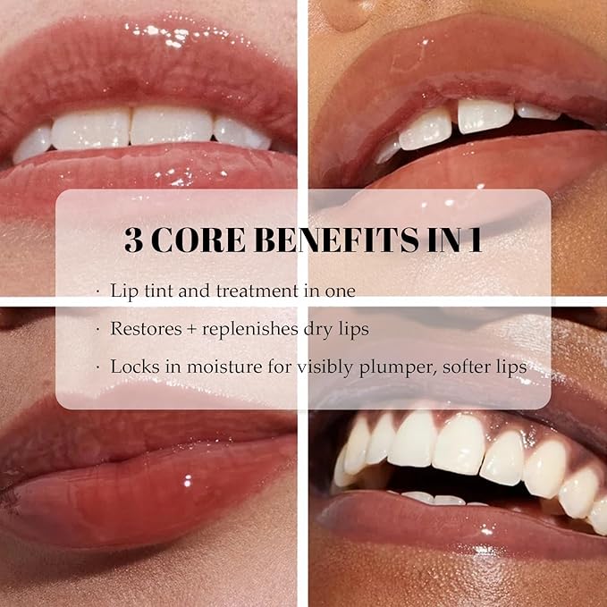 Tinted Lip Serum, Hydrating Tinted Lip Balm For A Glossy Finish & Soft, Contains vitamins, Non-sticky plumping lip glaze, Moisturizing Repair for Chapped Lips 0.42 fl.oz