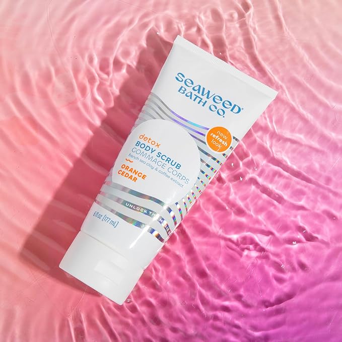 Seaweed Bath Co. Detox Body Scrub, Orange Cedar Scent, 6 Ounce, Sustainably Harvested Seaweed, French Sea Clay, Coffee Extract