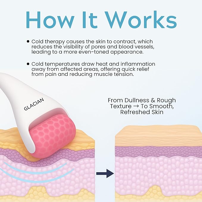 CRYO FACE Roller: Premium Ice Roller for Face Lift, Wrinkles, Double Chin Reducer, Self Care Gifts, Skin Care Tools, Radiant Glow (Beige)