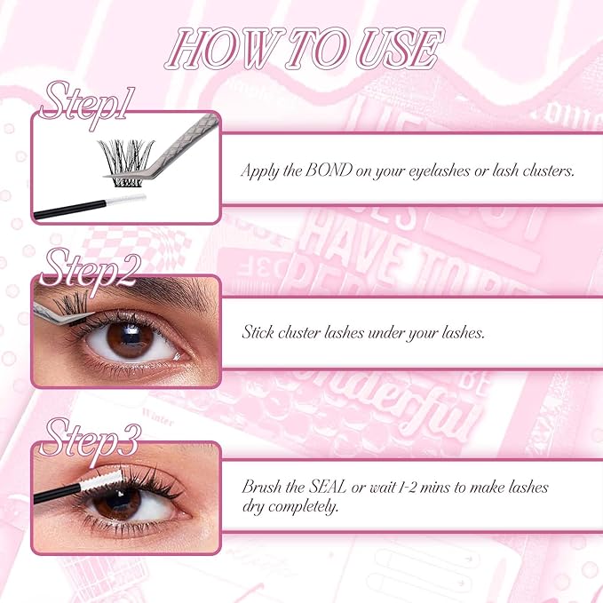 FADLASH Lash Clusters Volume Fluffy Lash Clusters 8-16mm Waterproof Lashes Clusters Comfortable Cluster Lashes DIY Reusable Cluster Eyelash Extensions for Beginners at Home