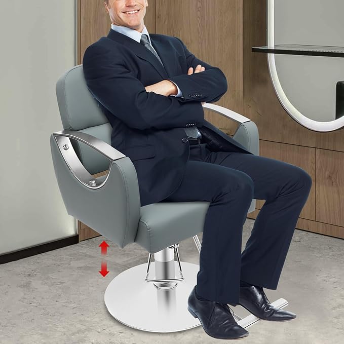 Barber Chair Salon Chair for Hair Stylist Adjustable Hydraulic Styling Chair with 360 Degrees Rolling Swivel for Salon Barbershop Tattoo Shampoo Beauty Equipment (Haze Blue)