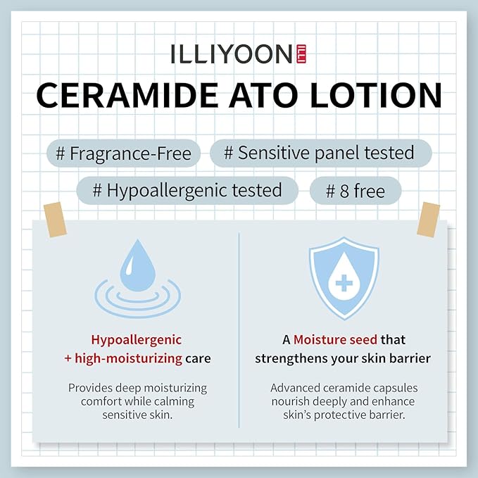 Illiyoon Ceramide Ato Lotion | Lightweight Moisturizer for Dry & Sensitive Skin, Barrier Repair for Face & Body, Mild for Babies, Vegan Certified, Korean Skin Care, 11.83 fl.oz.