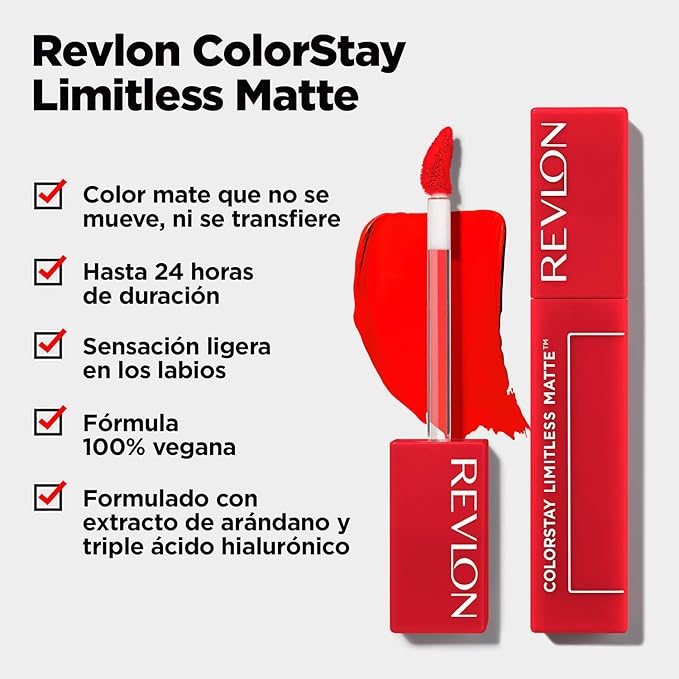 Revlon ColorStay Limitless Matte Liquid Lipstick, Vegan Formula, No-Budge, Longwear Lip Color, Long Lasting, Lightweight/Comfortable, Waterproof, 013 Real Deal, 0.17 fl oz