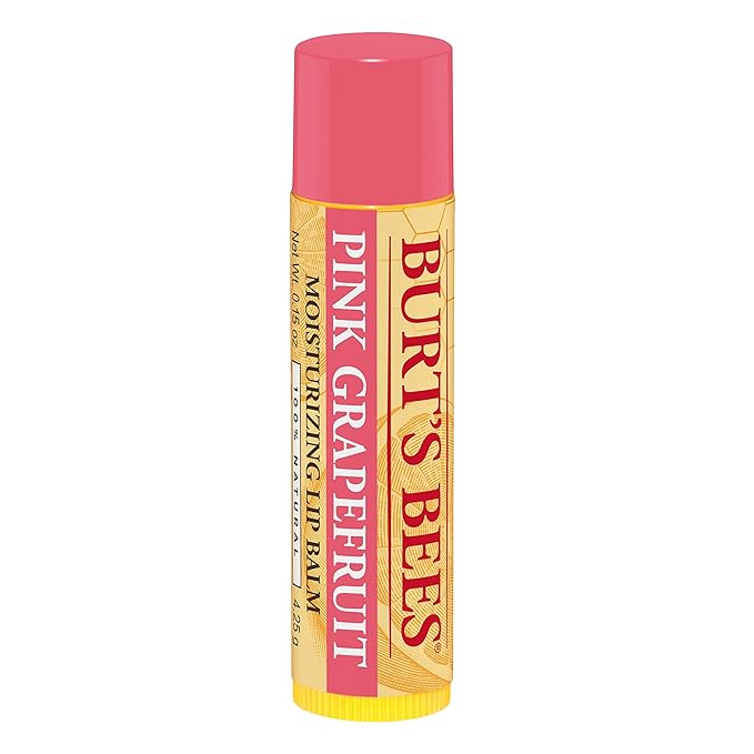 Burt's Bees 100% Natural Moisturizing Lip Balm, Pink Grapefruit with Beeswax & Fruit Extracts, 1 Tube