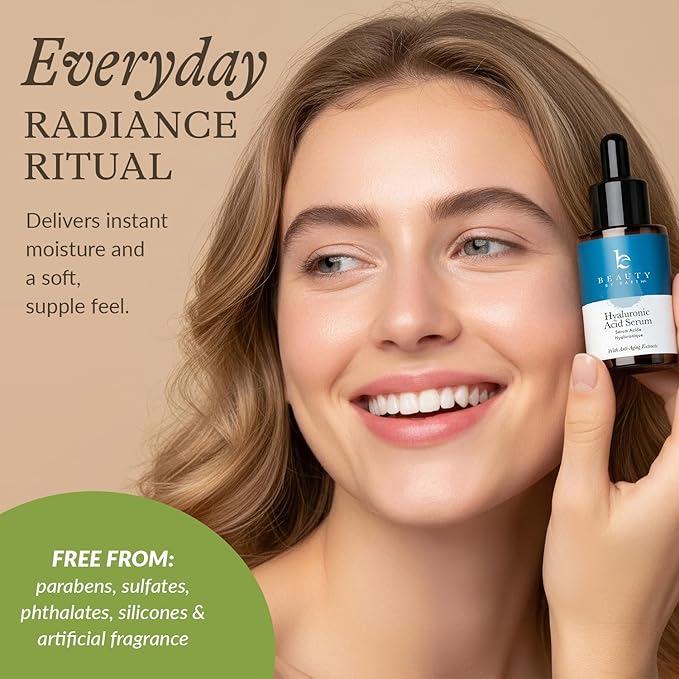 Hyaluronic Acid Serum for Face - USA Made with Natural & Organic Ingredients, Hydrating Anti Aging Face Serum, Softens and Smoothes Dry & Sensitive Skin, Fragrance Free Day & Night Facial Serum