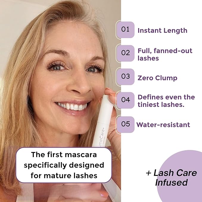 Rumi Cosmetiques VolumeCare+ Mascara For Older Women - Extreme Length and Volume 2-in-1 Formula - No Clumps, Long-Wearing, Hypoallergenic Mascara For Sensitive Eyes (Dark Brown)