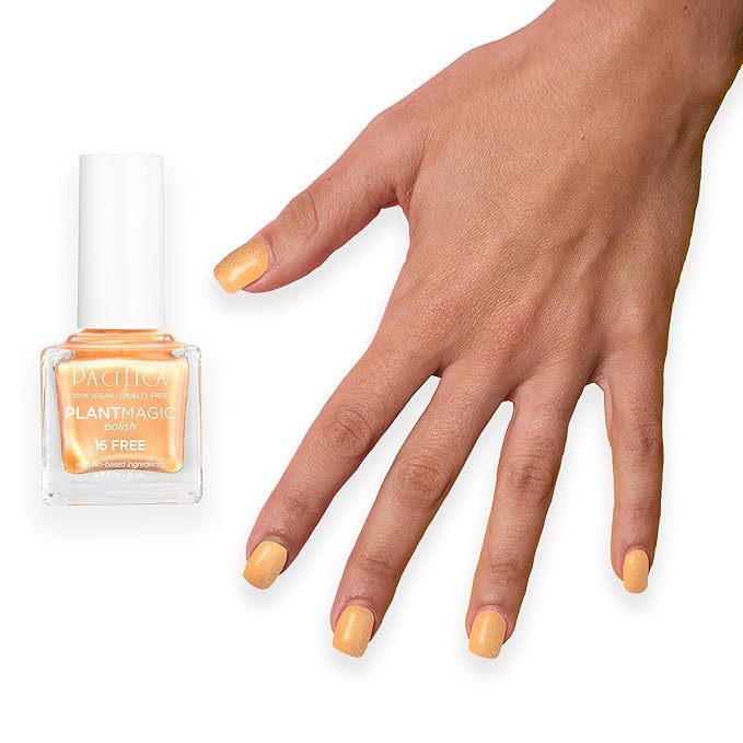 Pacifica Natural Nail Polish – Plant Magic Orange Nail Polish - Plant Based, Non-Toxic & Clinically Tested - Lasting Colors, Glossy, Chip-Resistant, Clean Beauty, Dermatologist Approved, Tangerine Pop