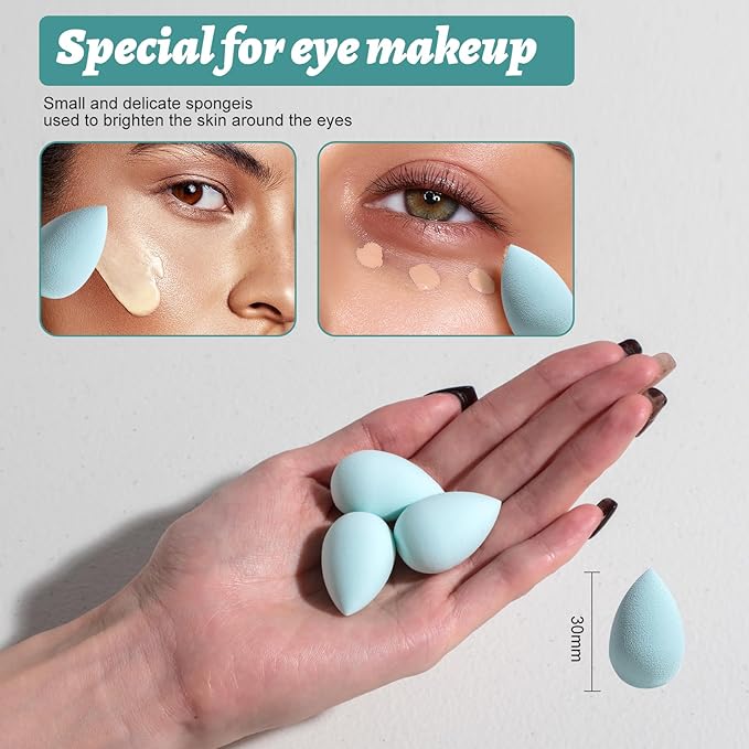 Makeup Sponge Set BS-MALLTriangle Puff 14 Pcs for Liquid, Cream, and Powder, Multi-colored Makeup Sponges and Mini Makeup Sponge (E-GreenOrange)