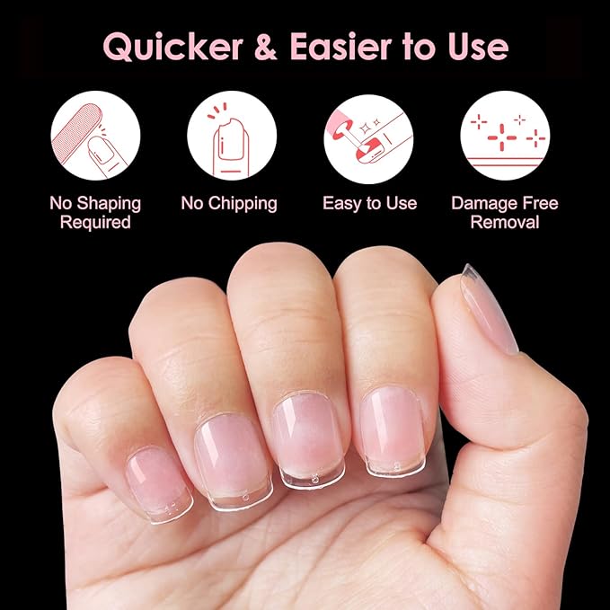 600 Pcs Extra Short XXS Square Nail Tips,SINOKAME Clear Press on Nails for Kids Women Small Short Petite Nail Beds, 12 Sizes DIY Salon Home Manicure Nail Extension