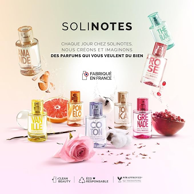 Solinotes Cotton Flower Perfume for Women & Men, 1.7 Fl Oz/ 50 ML Eau De Parfum, Delicate Floral and Soothing Scent with Premium Ingredients - Clean Perfume, Cruelty Free, Vegan, Made in France