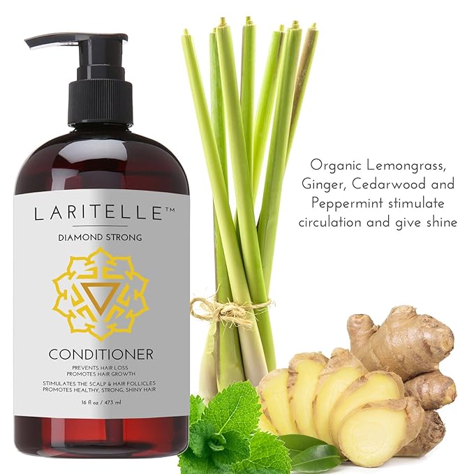 Laritelle Organic Conditioner – Diamond Strong – 16 oz – Organic Hair Conditioner for Hair Loss Prevention & Growth – Strengthens, Softens & Nourishes – Made in USA