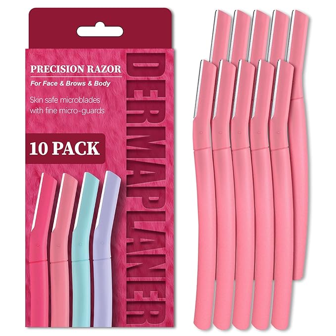 Face Razors for Women, Dermaplane Razor for Women Face, Eyebrow Razor, Facial Razors, Dermaplaning Tool, Gentle Skin Exfoliation Microblades for Sensitive Skin, Peach Fuzz Remover, 10 Count (Blush)