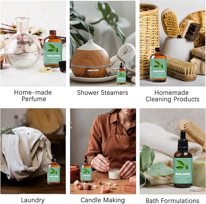 Organic Camphor Essential Oil for Damaged Hair Water Toner Spray for Face Skin Care Soaps Skin Hydration Bath Facial Mist Toner 118 ml