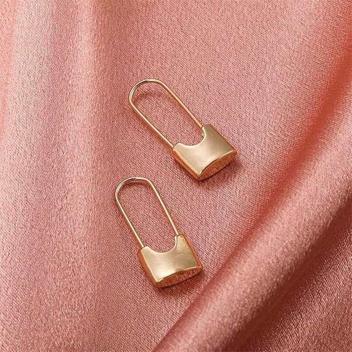 Boho Lock Hoop Earrings Safety Pin Hoop Earrings Gold Lock Huggies Hoop Earrings Personlized Padlock Earrings Jewelry for Women and Girls