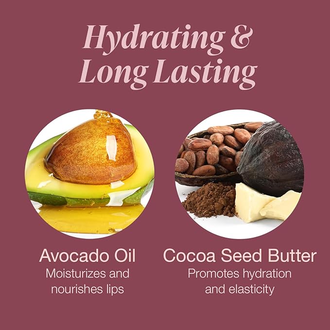 Mineral Fusion Long-Lasting Lipstick, Vivid & Smudge-Free Lip Color with Avocado Oil, Cocoa Seed Butter, Free of FD&C Dyes, Paraben and Gluten, Plum Wine