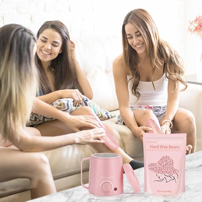 Hard Wax Beads for Hair Removal, Yovanpur 10.5oz Wax Beans for Sensitive Skin and Brazilian Waxing with 10pcs Wax Sticks (Cherry-Blossom)