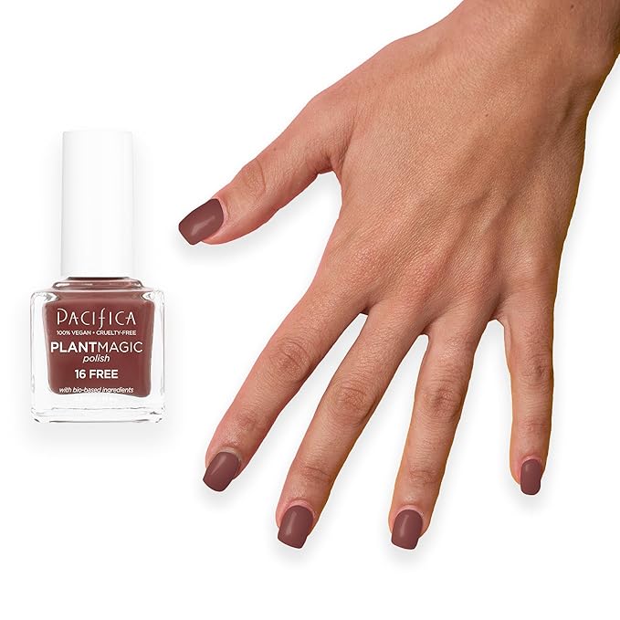 Pacifica Natural Nail Polish – Plant Magic Dark Red Nail Polish - Plant Based, Non-Toxic & Clinically Tested - Lasting Colors, Glossy, Chip-Resistant, Clean Beauty, Dermatologist Approved Ojai