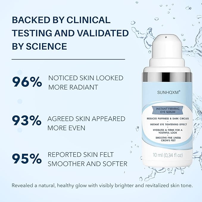 Instant Firming Eye Serum - Instantly Visibly Reduces Under Eye Bags and Wrinkles, Fine Lines, Crow's Feet, and Dark Circles,Anti Aging Wrinkle Remover for Face with Pump, 10ml/0.34 Oz