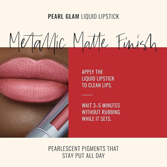 Runway Rogue Pearl Glam Long Wear Shimmer Liquid Lipstick, Metallic Coral-Pink Lipstick with Silver and Gold Shimmer, ‘Starlet’