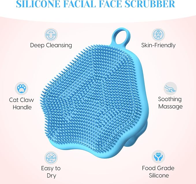 VWMYQ Silicone Face Scrubber - Exfoliating Face Scrubber for Women and Man, Gentle Facial Cleansing Brush Blackhead Acne Pore Pad Cradle Cap, Manual Soft Face Wash Brush for Deep Skin Care