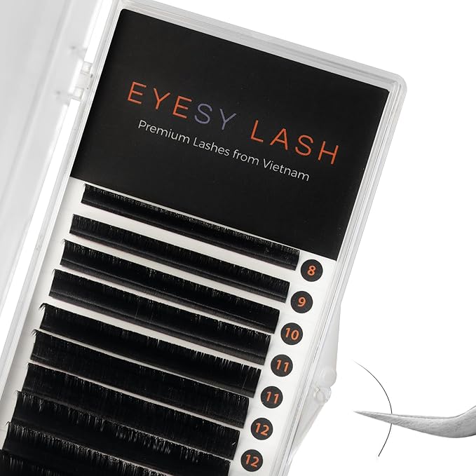 Eyesy Lash Cashmere Classic Eyelash Extensions Premium Individual Lashes - 0.10mm Thickness C Curl 8-16mm Mixed Tray - Super Soft Matte Black Single Eyelash for Professional Salon Use