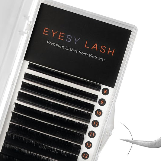 Eyesy Lash Cashmere Classic Eyelash Extensions Premium Individual Lashes - 0.10mm Thickness C Curl 8-16mm Mixed Tray - Super Soft Matte Black Single Eyelash for Professional Salon Use
