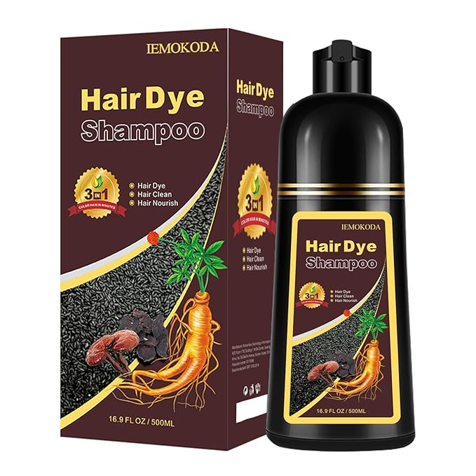 Wine Red Hair Dye Shampoo 3 in 1, Long-lasting & Natual Hair Color Shampoo, Herbal Ingredients Natural Shampoo Hair Dye Effect in Minutes, Gifts for Men Women 500ml