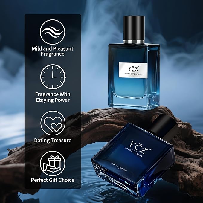 Ycz Cologne for Men Set, 1.7oz(50ml) Bottled Marine Perfume and Club Men Perfume Sophisticated Woody Citrus Scent, Highquality Long Lasting, Sleek Bottle Design, Ideal Special Occasions Ideal Gift