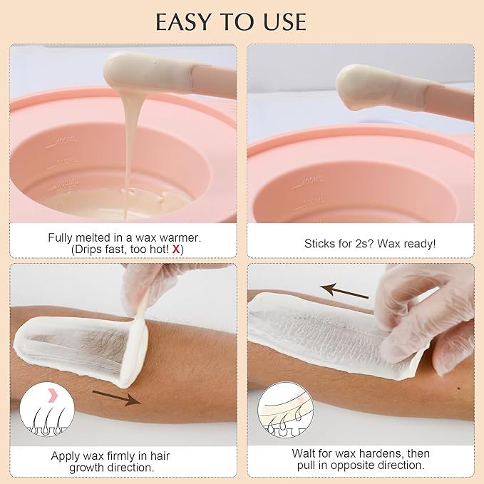 KOTAMU Wax Warmer, Waxing Kit for Women Men Hair Removal, Digital Waxing Machine for Face Eyebrow Bikini Brazilian Leg Body &Sensitive Skin, Pink Wax Kit With 44 Accessories for Home Salon Use