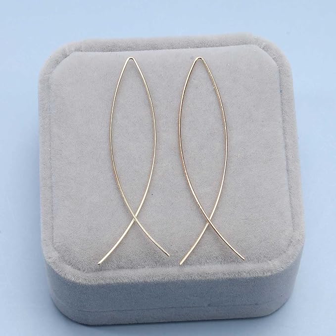 Boho Thin Arch Hoop Earrings Gold Threader Wire Earrings Open Hoop Earrings Minimal Everyday Earrings Jewelry for Women and Girls