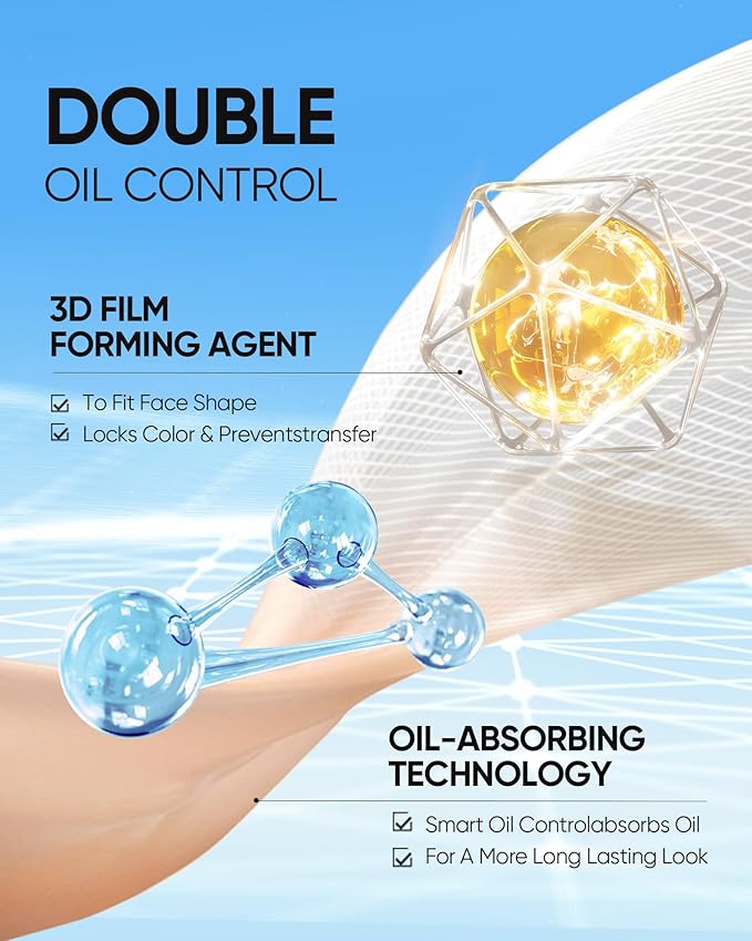 Velvet Matte Cushion Foundation Blue Ultra Cover Powder Foundation, 12h Oil-Control, Lightweight, Long-Lasting, Waterproof Korean Cushion Makeup(#04 Beige)