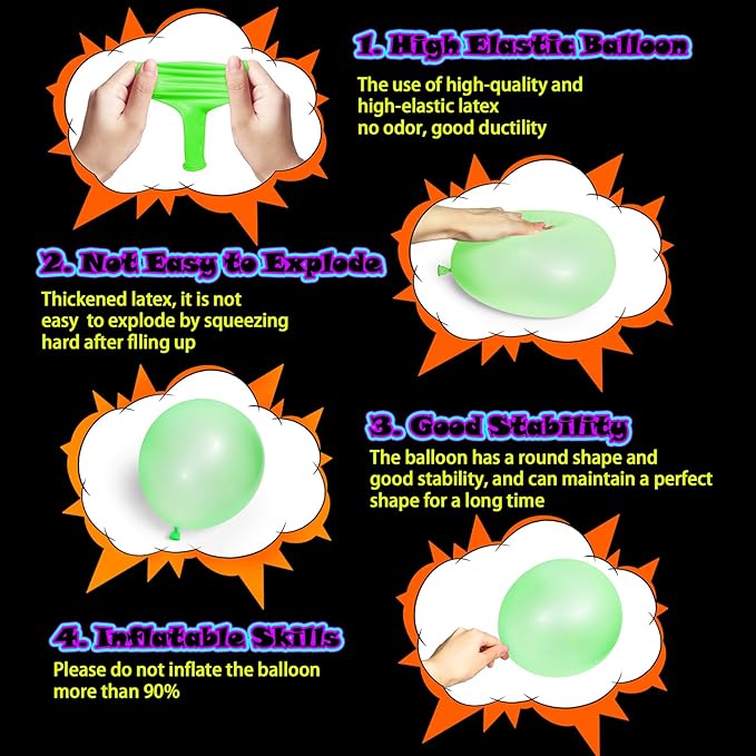 100 Pcs UV Neon Green Balloons 12 inch Neon Party Supplies, Balloons, Glow in the Dark for Birthday, Graduation, Baby Shower,Wedding, Anniversary Valentines Party Decorations