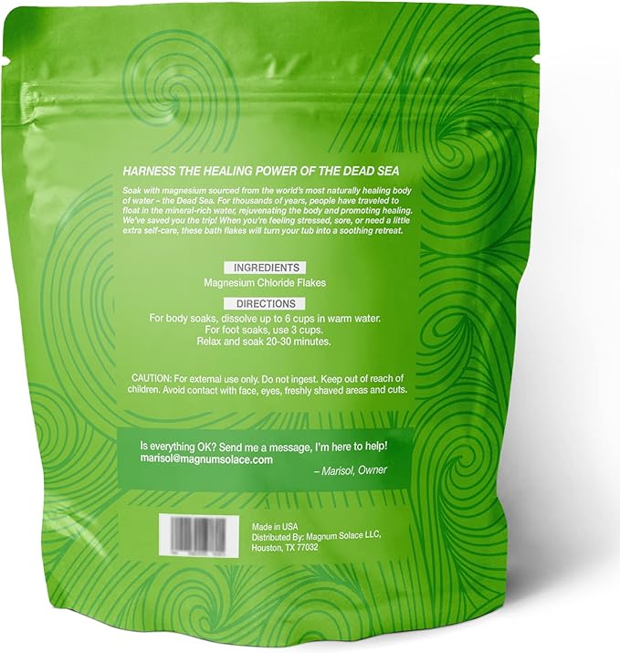 Magnesium Flakes for Bath - Magnesium Chloride Flakes - Dead Sea Salts for Soaking, 10 LBS