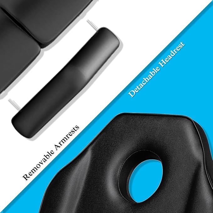 Portable Tattoo Chair, Adjustable Massage Facial Bed with Removable Headrest & Armrest, Foldable Spa Chair with Carry Bag, 73 Inch Esthetician Bed for Salon Beauty Barber Spa Tattoo (Black)