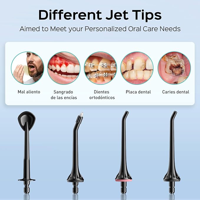 COSLUS Water Dental Flosser Pick for Teeth: 4 Modes Cordless Portable 300ML Larger Tank Water Teeth Cleaner IPX7 Waterproof Flossing Cleaning Picks for Home Travel Black C30(FC5360)