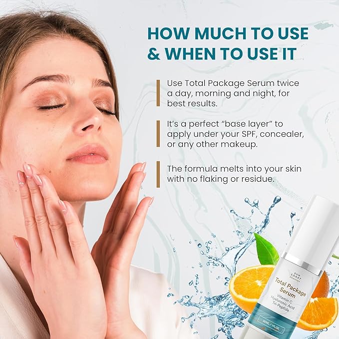 Sun Coast Sciences - Total Package Serum, All-In-One Vitamin C, Hyaluronic Acid, Anti-Aging Facial Super Serum for Wrinkles, Brightening, Dark Spots - 1 fl oz (Pack of 3)