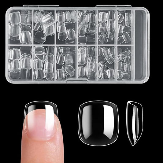 krofaue Short Kids Clear False Nails - 240Pcs Press on Nails for Little Girls Full Cover Children Fake Nails Fingernail Decoration 10 Sizes Soft Gel Nail Tips for Kids