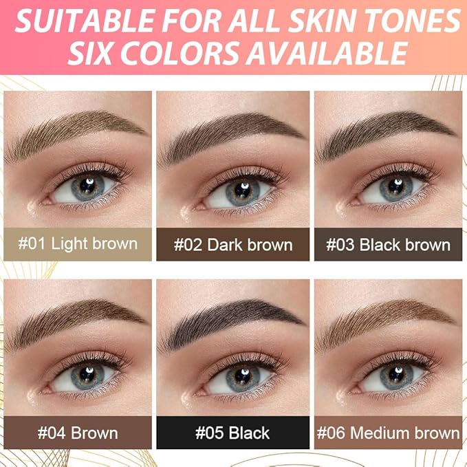 evpct 1Pcs Light Brown Magic Microblading Dual-Ended Eyebrow Contouring Pen Brow Pencil, with 4 Brush Micro-Fork-Tips Applicator and Precise Brush-Tip, Hair Like Strokes, with Dual-ended Eyebrow Brush