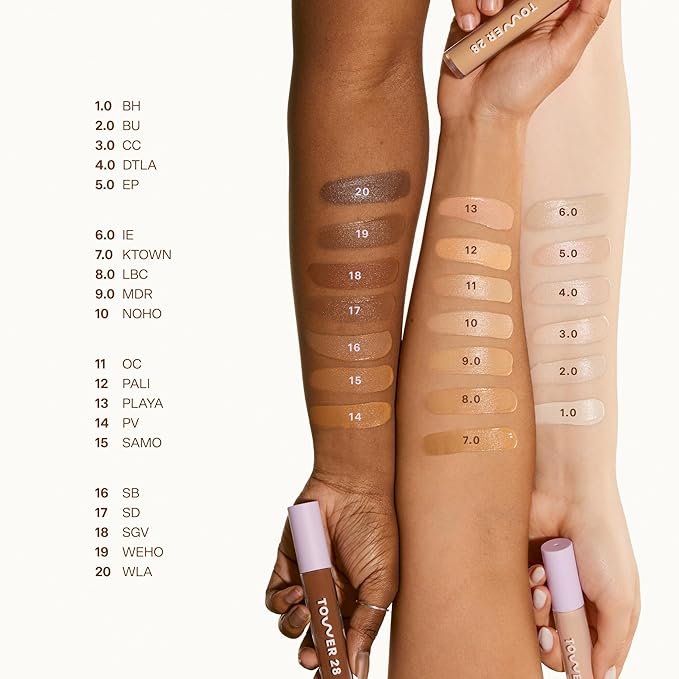 Tower 28 Beauty Swipe Serum Concealer - Hydrating Buildable Medium-Coverage Concealer with Skincare Benefits for Sensitive Skin - Shade 15 SAMO, Deep with Cool Undertones, 0.22 Fl Oz