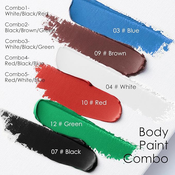 3 Colors White Black Green Face Body Paint Stick, Eye Black Lipstick Face Paint for Baseball/Football/Halloween/Costume Parties Accessories Vampire/Witch/Clown Makeup Face& Body Paint