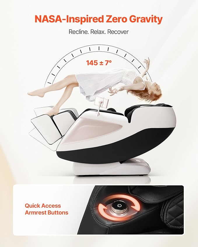 VEVOR Full Body Massage Chair, 3D Zero Gravity Recliner with SL Track, 18 Auto Modes, Heat, Foot Rollers, Armrest Control, LCD Display, 36 Airbags, Retractable Footrest