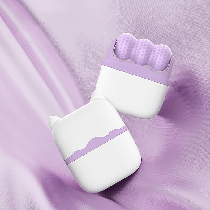 Ice Roller for Face and Eyes - 2 in 1 Cooling Facial Roller Skin Care Tool with Travel Case for Men Women