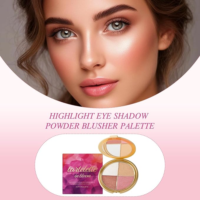 Glowjiu Glow Gallery Eye and Cheek Palette for Eyeshadow Makeup, Makeup Palettes Contour Kit, Shimmer Glow Face Palette for Women, Natural Glow Contour Powder, Gentle on Skin, Durable and Stable