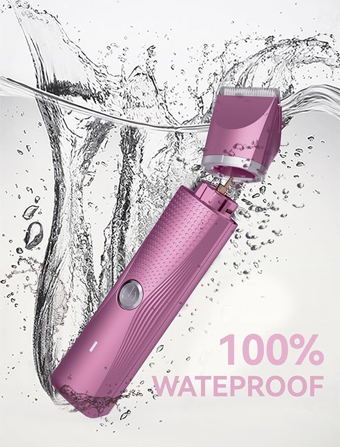 3-in-1 Electric Razor for Women - Waterproof Bikini Trimmer,Rechargeable Electric Shaver for Lady,Pubic Hair Trimmer Women,Personal Trimmer Groomer for Body Hair (Rose Red, RR-1)