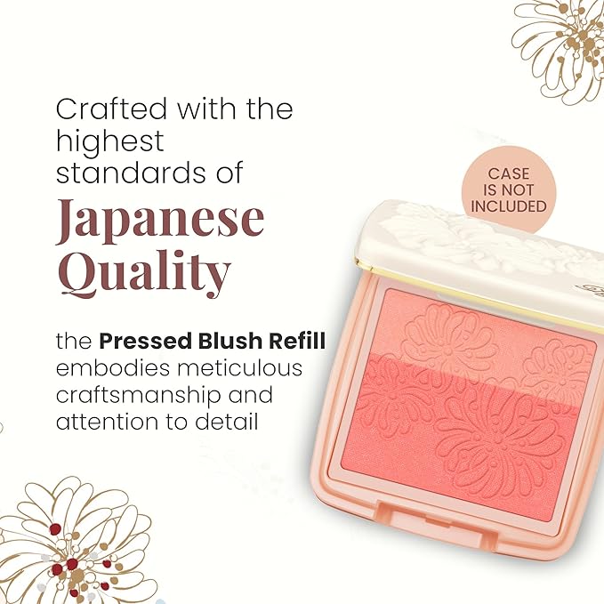 Paul & Joe Pressed Blush Palette Refill Only, Case Sold Separately, Oil-Absorbing Blush Powder, Bi-Color Face Blushes with Fitting Veil Powder, Light Beige and Orange, 08 Chat Capricieux, 0.17 oz