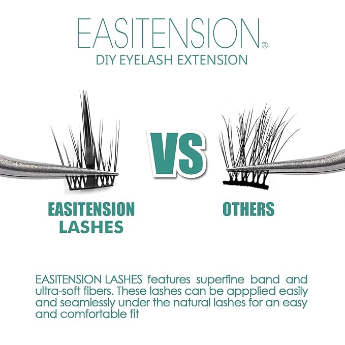 DIY Eyelash Extension, 3D Effect Glue Bonded Band Individual Lash 48 Clusters Volume Lashes Set, Home Eyelash Extension, C curl Lashes Pack 12MM-Spikes-48 Clusters