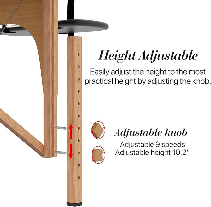 Massage Table Massage Bed, 27'' Wide Portable 2 Section Foldable Tattoo Bed, Height Adjustable Lash Spa Bed with Face Cradle, Home Light Weight Facial Salon Bed with Wood Frame, Black