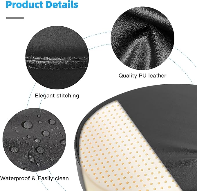 Rolling Stool with Wheels 400lbs Weight Capacity,Heavy Duty Lash Chair Adjustable for Tatoo Lab Massage Salon Spa Drafting Nail Teach,360 Swivel,Leather,Thick Seat Padding (Black)