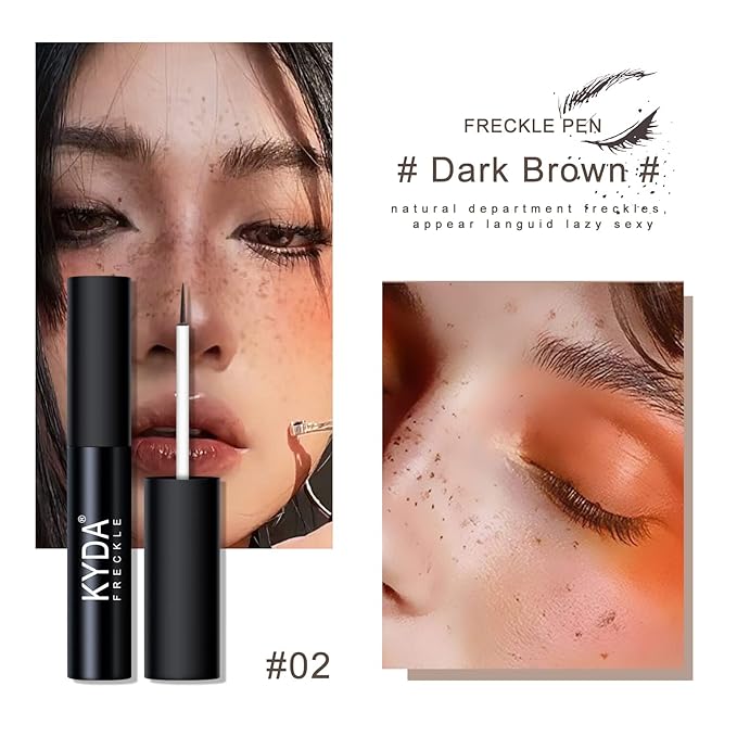 2 Colors Liquid Freckle Pen, Natural Like Freckle Makeup Pen Soft Dot Spot, Waterproof and Smudgeproof Quick Dry for Instant Create Realistic Freckles Make Up(Dark Brown+Light Brown)